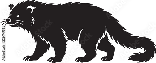 Foto Black silhouette of a badger walking simple vector illustration for wildlife or