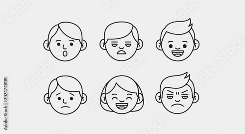 Quadro su tela Cartoon faces expressing different emotions
