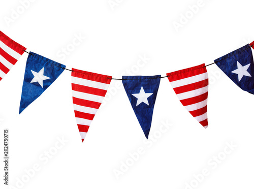Foto Isolated patriotic bunting banner featuring red white striped and blue star penn