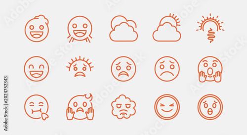 Bild auf Leinwand Emotion icons set joy sadness anger and more