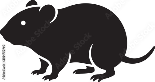 Foto Black silhouette of a rodent simple vector illustration of a mouse or rat for pe