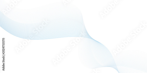 Abstract Blue Wave Line Background with Minimal Flow Curves and Modern Technology Design