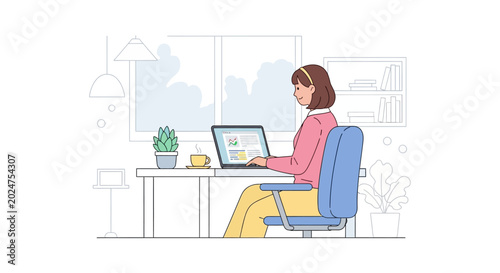Tableau sur toile Woman working on laptop computer.