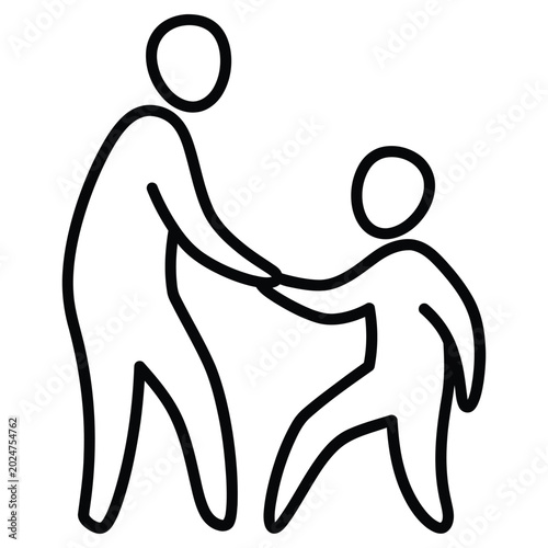 Adult helping child walk