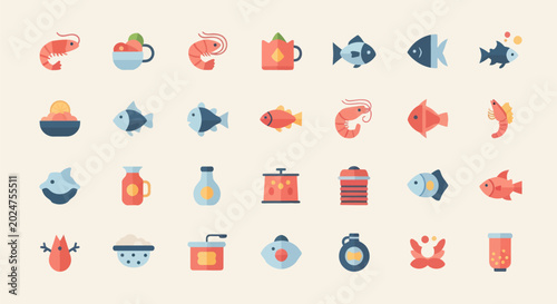Slika na platnu Colorful food icons collection