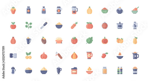 Colorful food icons for healthy lifestyle