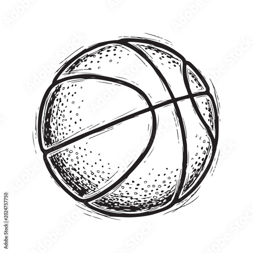 Basketball hand drawn sketch vector illustration with ink line art and stippled texture for sports branding and athletic design
