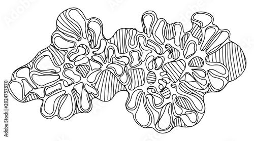Foto Connected organic clusters with cell structures and linear textures in minimalis