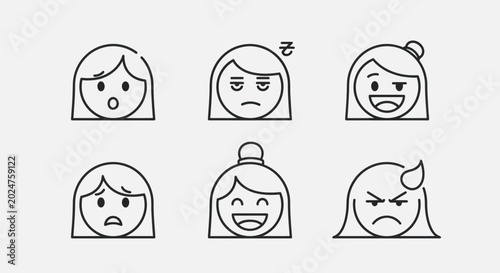 Emotions illustrated simple icon set