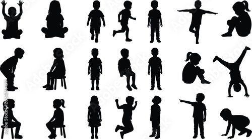 Foto WebExtensive collection of diverse child and toddler silhouettes featuring activ