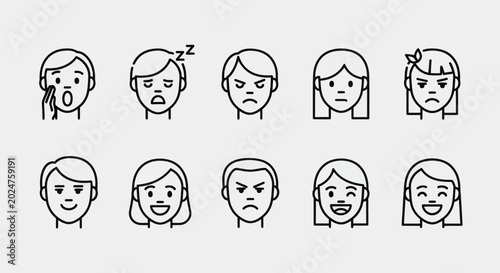 Emotions illustrated vector icon set