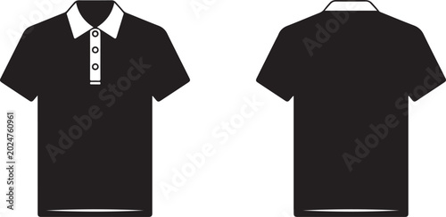Foto Black polo shirt with white collar and placket