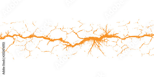 Foto Abstract orange surface crack and fracture earthquake destruction texture vector illustration isolated on white background