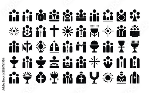 Foto Minimalist corpus christi icon set in black and white for religious celebrations