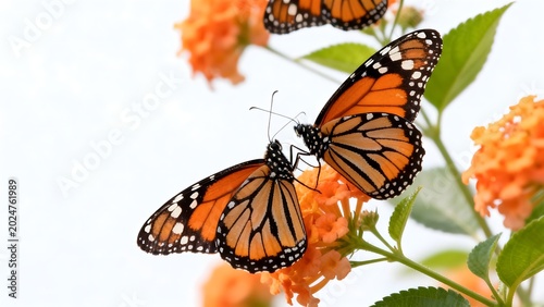 Monarch butterflies on orange flowers