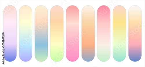 Pastel gradient color palette collection with rounded vertical shapes and soft modern abstract design