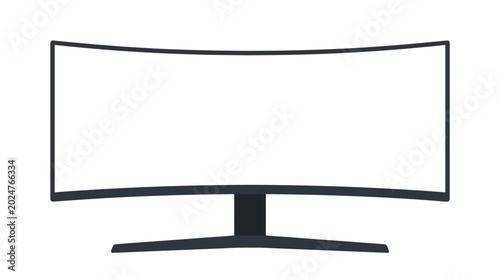 Curved ultra wide gaming monitor mockup front view, isolated on transparent background. Vector illustration