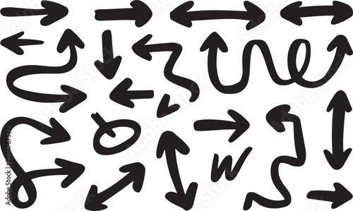 Foto Black abstract arrow icons set with curves