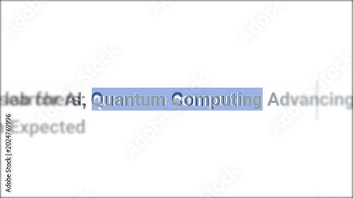 Close up of various online technology news articles and website headlines discussing quantum computers, processing power advancements, cybersecurity impacts, and scientific innovation