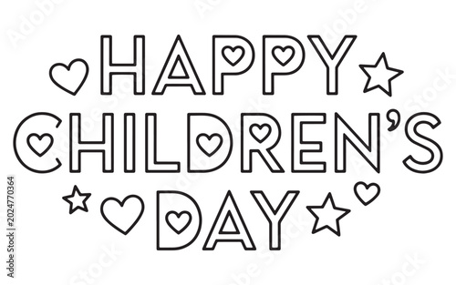 Happy children's day vector illustration with hearts and stars Vector