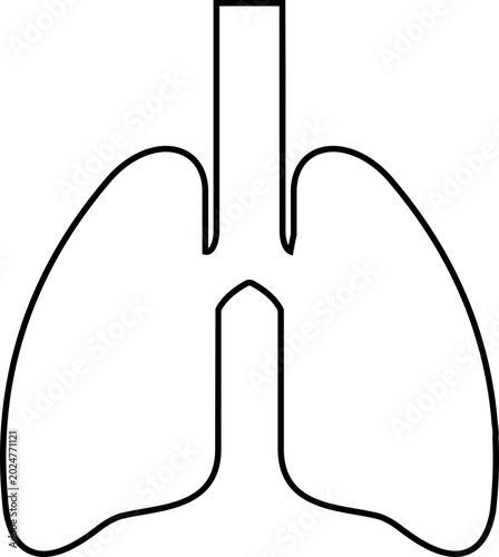 Tableau sur toile Black flat line style human lung vector icon of respiratory system anatomy medic