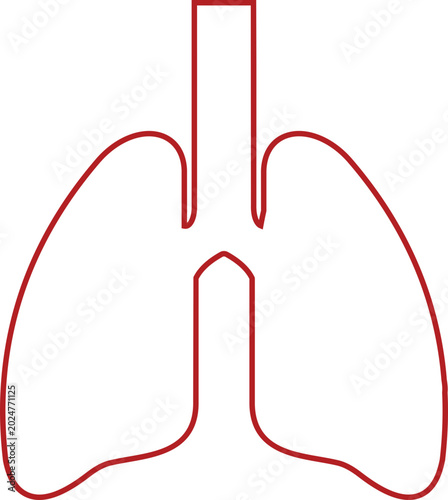 Tableau sur toile Black flat line style human lung vector icon of respiratory system anatomy medic