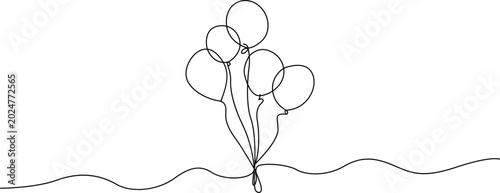 Bild auf Leinwand Five balloons tied together floating in air Vector