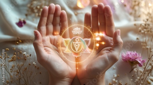 Healing Hands with Glowing Chakras