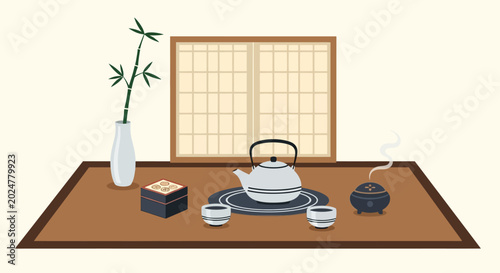 Traditional Japanese Tea Set Display.