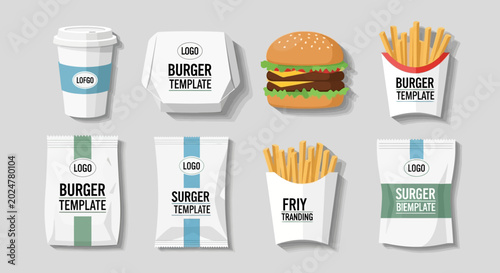 Tableau sur toile Fast Food Meal Burger Fries Drink.