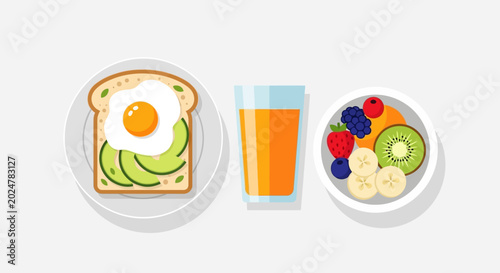 Canvas Print Healthy breakfast food and drink.