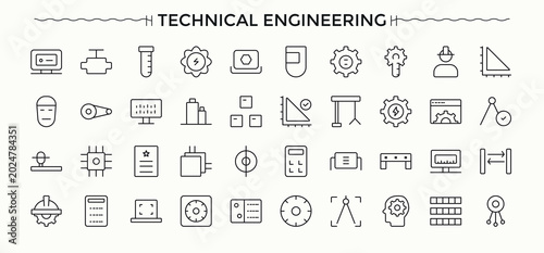 Εκτύπωση καμβά Technical Overview icon set