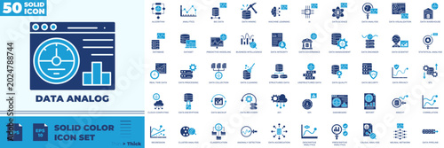 Tableau sur toile Data Analog Solid Color Editable Icons set