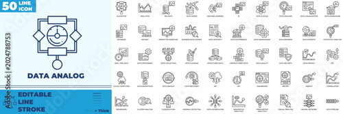 Photography Data Analog Line Editable Icons set