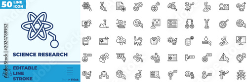 Konstfotografi Science Research Line Editable Icons set