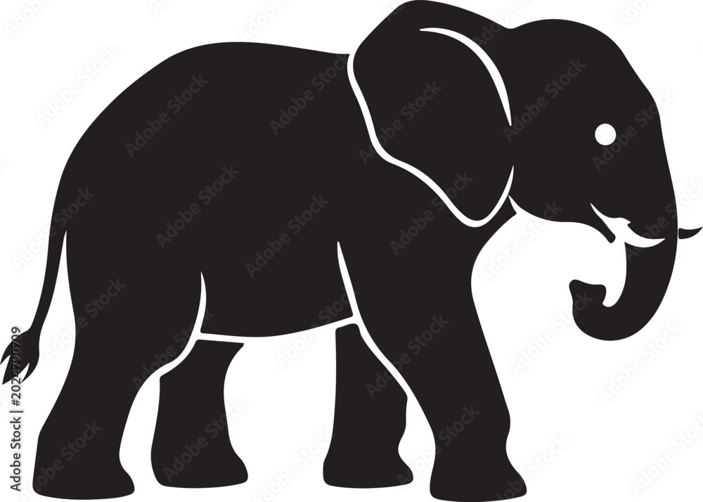 Fototapeta premium Black Elephant Silhouette