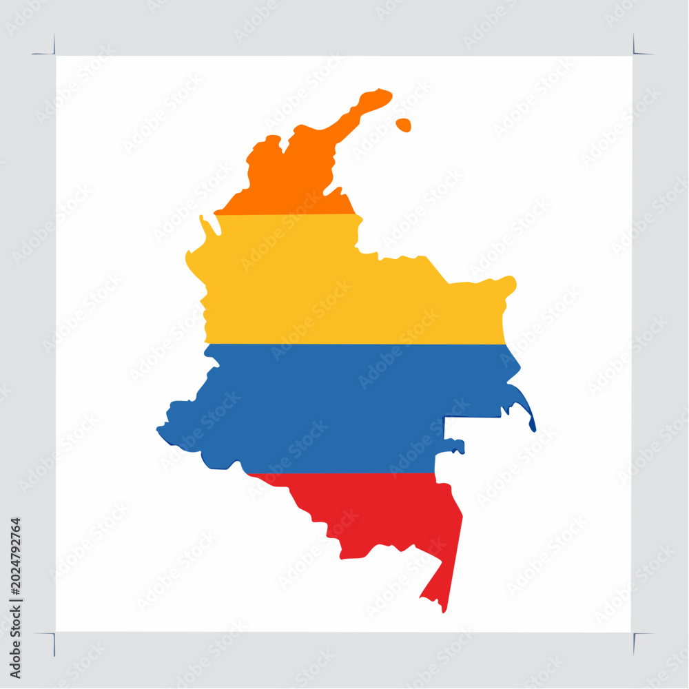 Fototapeta premium Map of Colombia with flag colors