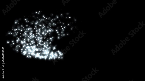 Sparkling glitter stars twinkling animation with shimmering particles,  sparkles glitter white doodle stars trail burst animation, doodle glitter sparkles star trail, starlight path on black screen.4K