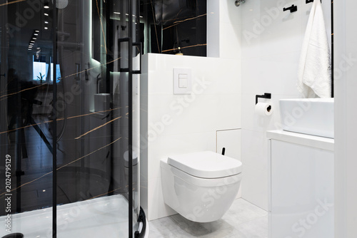 Obraz na płótnie Modern bathroom interior with shower and toilet