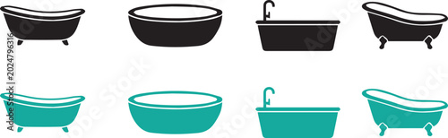 Foto Bathtub and Bathroom Tub Icon Collection with Modern Freestanding Bath Designs V