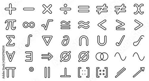 Bild auf Leinwand Set of mathematical symbols and science equation icons