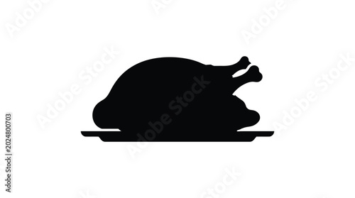Tableau sur toile Roasted turkey on platter silhouette
