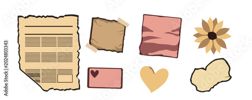 90s Vintage Torn Paper Retro Collage Texture set
