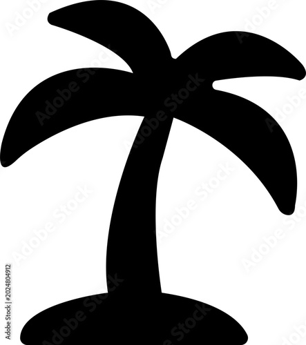Photos A collection of black silhouette icons represents summer vacation activities including camping, a campfire, palm trees, a hammock, and a tropical