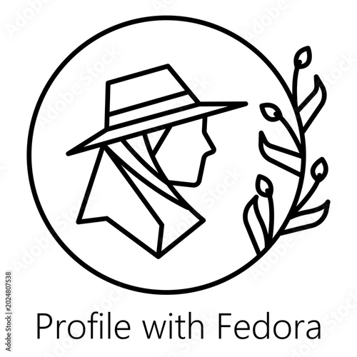 Photos Minimalist line art logo of modesty fashion woman in elegant hat