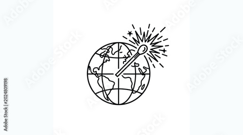 Bild auf Leinwand Global Warning Concept Line Art Illustration