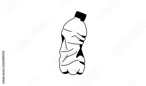 Tableau sur toile Crushed Clear Plastic Bottle Recycling and Environmental Waste Vector