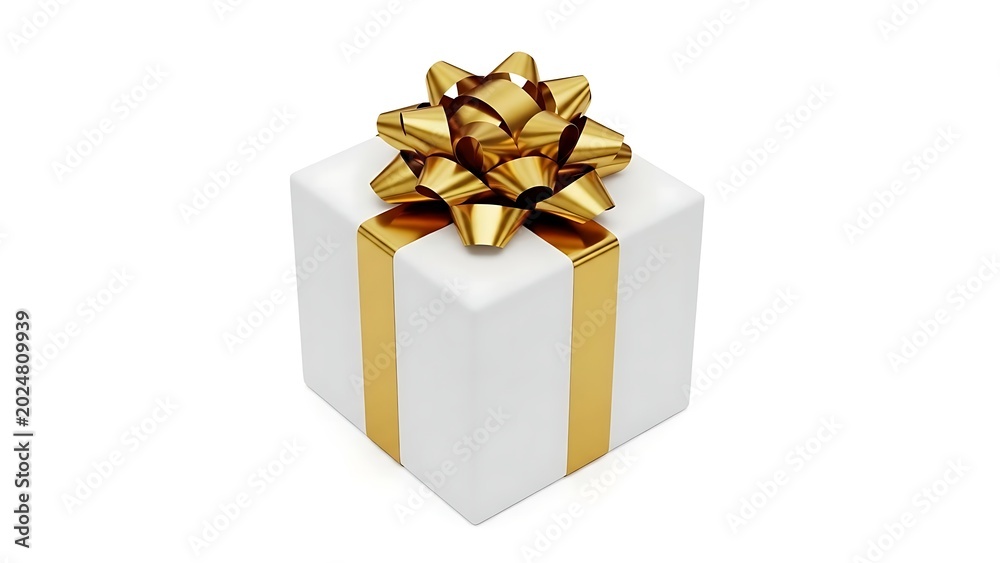 Obraz premium Gift box with golden ribbon bow on top