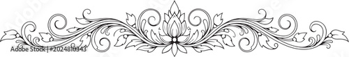 Elegant floral border, ornate frame, decorative scroll, vector illustration