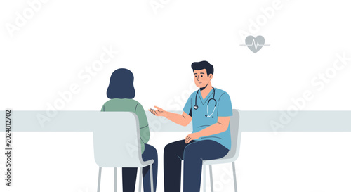 Doctor consulting female patient about health issues in medical office, health care concept